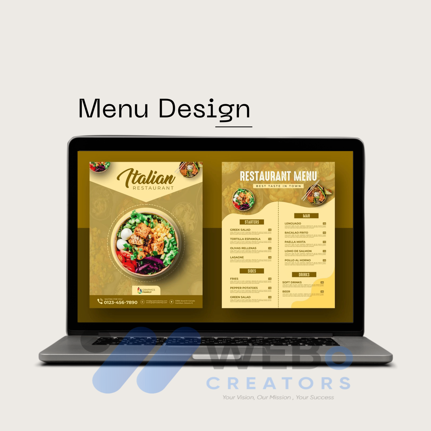 Modern restaurant menu design Riyadh version 1 food menu layout
